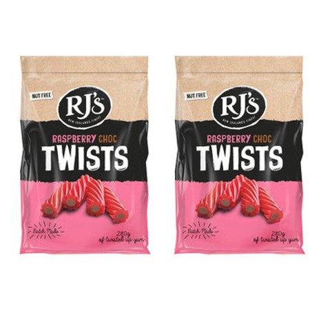 RJ'S Raspberry Choc Twists, Licorice, 280g/9.9 oz., (2 pack) {Imported from Canada}