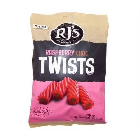 RJ'S Raspberry Chocolate Twists Licorice, 280g/9.9 oz, 6 Pack