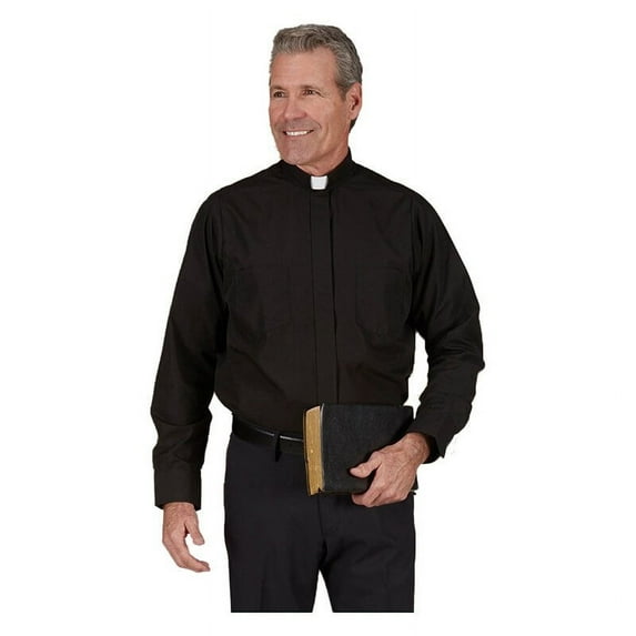 RJ Toomey 334 100% Cotton Tab Collar Shirt - Long Sleeve-Black- N16.5 S:34/35