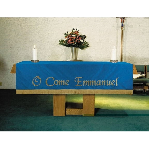 RJ Toomey B4734 Maltese Jacquard Custom Altar Frontal - Blue O Come Emmanuel