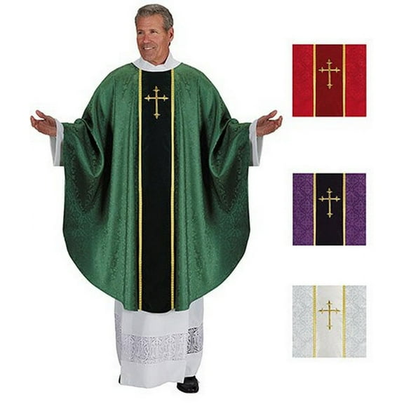 RJ Toomey YC780 Monastic Jacquard Chasuble-White