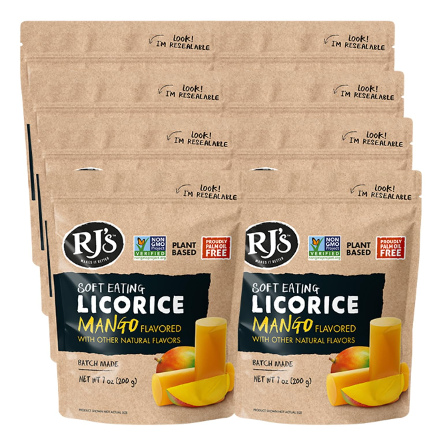 RJ's Soft Australian Licorice, Natural Mango Flavor, Resealable Bag, 7