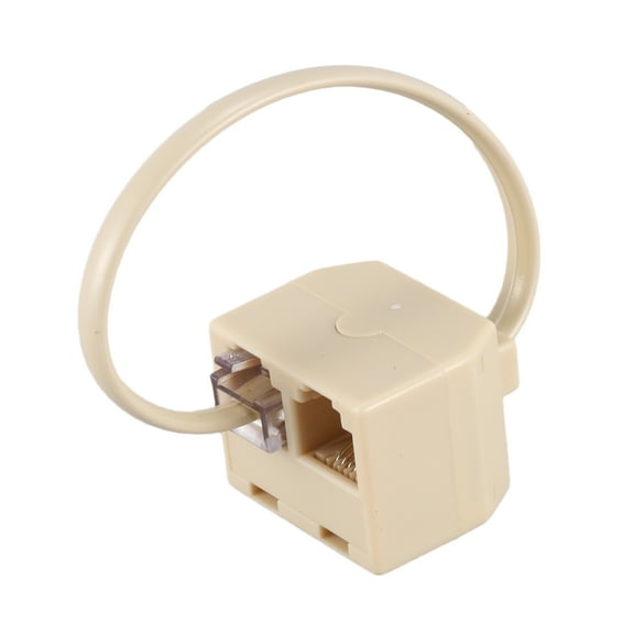 New Arrivals RJ11 6P4C 2 Way Outlet Telephone Jack Line Splitter Adapter Beige