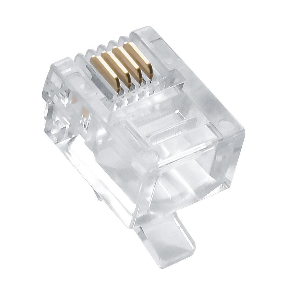 RJ11 (6P4C) Connectors Telephone Modular Plug for Solid Round Wire (100 ...