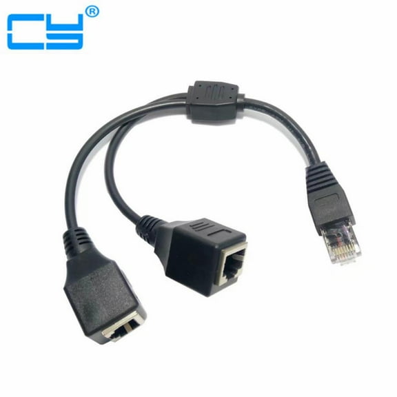 RJ45 1 Male to 2 Female Ports Ethernet Network Plug Cable Splitter Extension Adapter Male to Female Connector for routers hubs