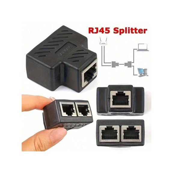 RJ45 3 Way LAN Network Splitter Adapter, One To Two Ethernet Cable Distributor For Internet Connection 2PCS