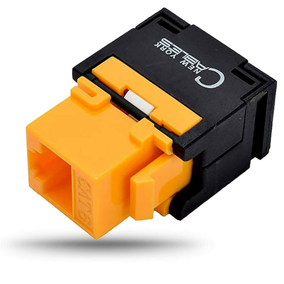 RJ45 Cat 6 Keystone Jack UTP 180° Horizontal Toolless Ethernet Connector Yellow 10-Pack