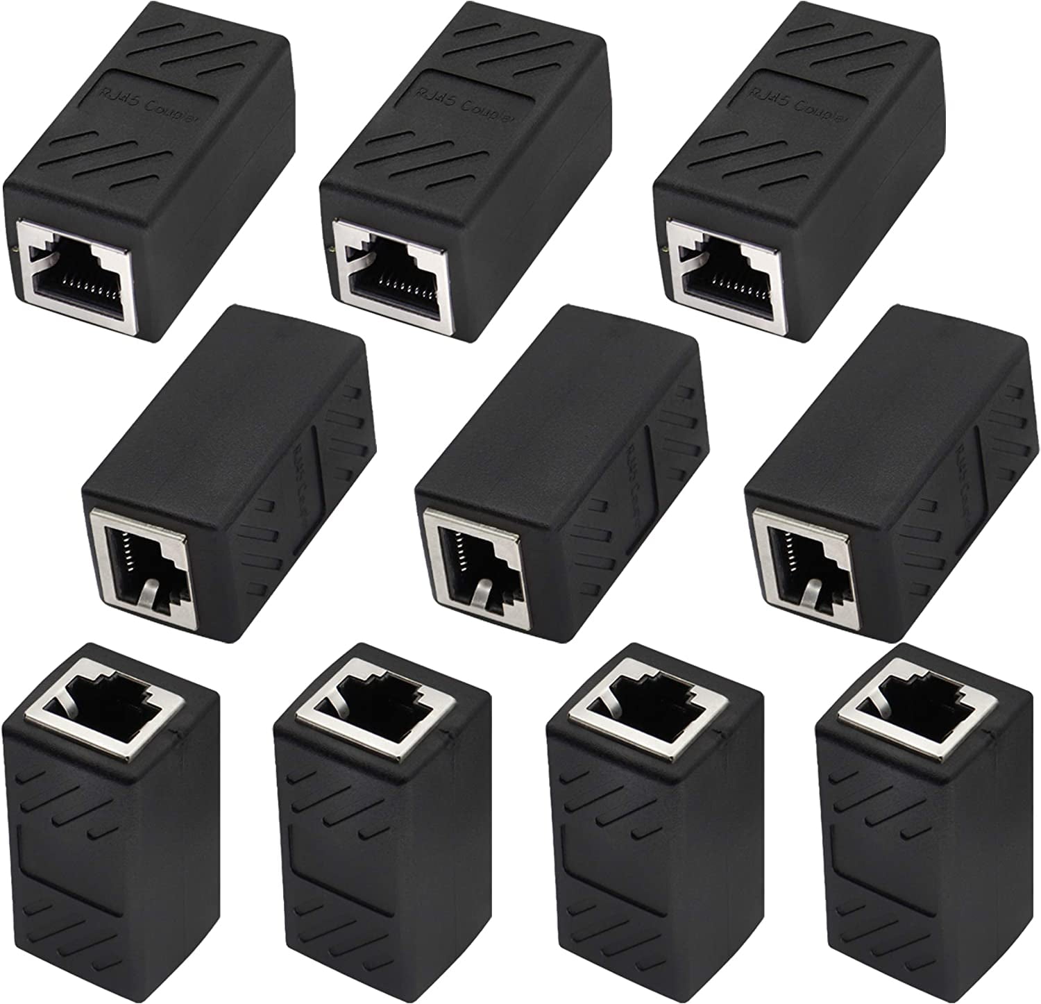 RJ45 Cat6 Cable Extender Coupler (Black, 10Pack)