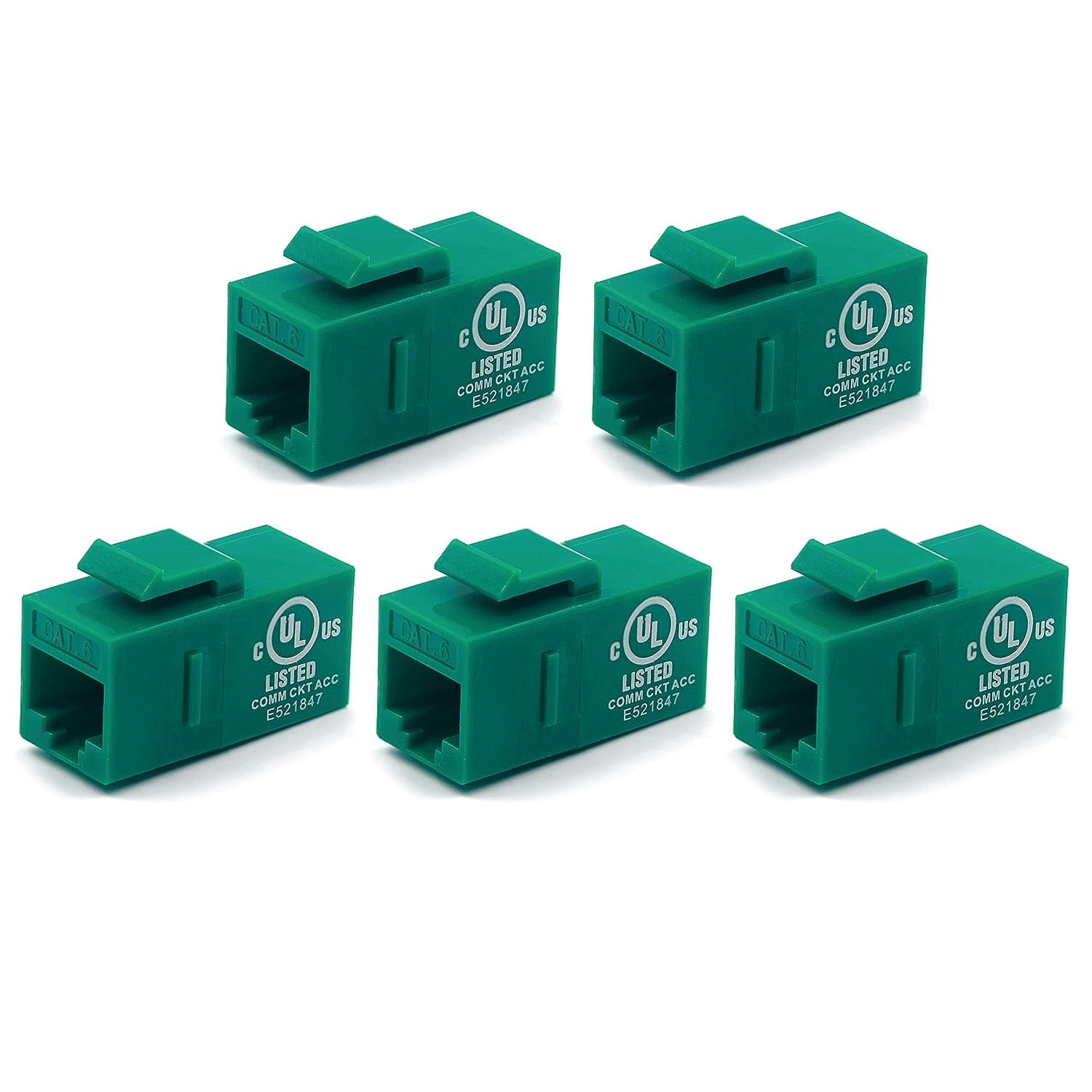 RJ45 Cat6 Keystone Inline Coupler UL Listed 5-Pack, Female to Female ...