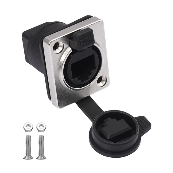 RJ45 Cat6 Panel Mount Connector Adapter RJ45 Female to Female Through Module with Thread Networking Ethernet Extension
