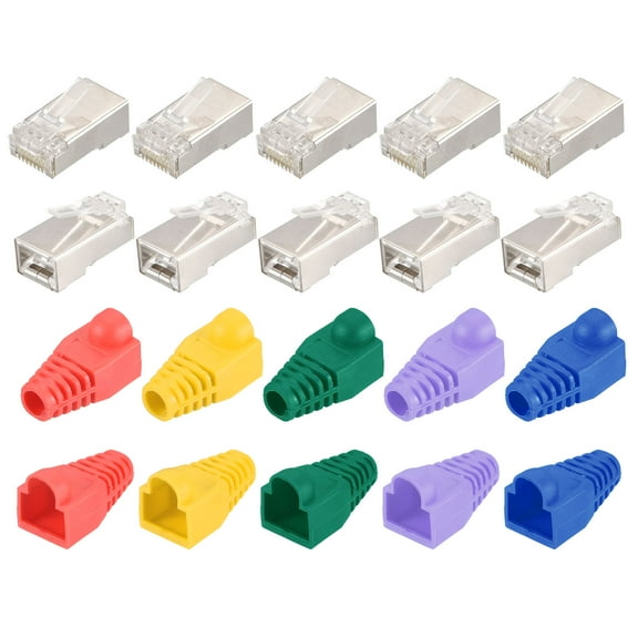 RJ45 Cat6 Shielded Connectors RJ45 Ends Shield Modular 8P8C Connector with Boots Cover 20pcs