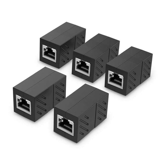 RJ45 Coupler Network Coupler, Ethernet Connectors,hielded in-Line Coupler for Cat7/Cat6/Cat5e/cat5 Ethernet Cable Extender Connector - Female to Female (Black-5 Pack)