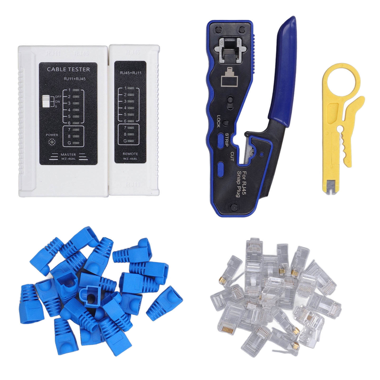 RJ45 Crimp Tool Kit Pass Through All in One Crimper for Cat5e