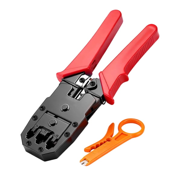 RJ45 Crimp Tool Pass Through Crimper Cutter For Cat5e Cat6 Cable And Comfortable Grip Ethernet Wire Tool