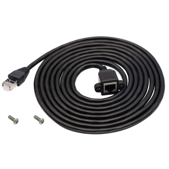 RJ45 Ethernet Cable Cat 6 Female to Male Shielded Ethernet Network Connector Screw Panel Mount Extension Cable for Router, Modem (3M/10ft)