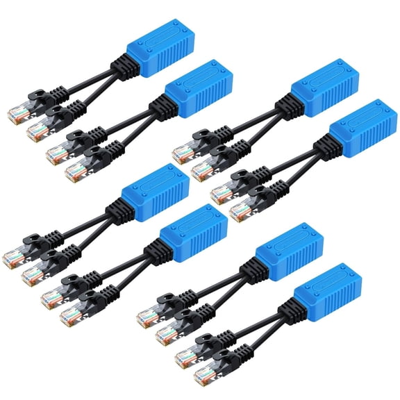 RJ45 Ethernet Cable Combiner / Splitter Kit (4 Pair) - 2 Male to 1 Female POE Data Adapter LAN Ethernet Network Extender Y Splitter Cat5 Cat5e Cat6 UPOE Cable for Surveillance Security Monitoring