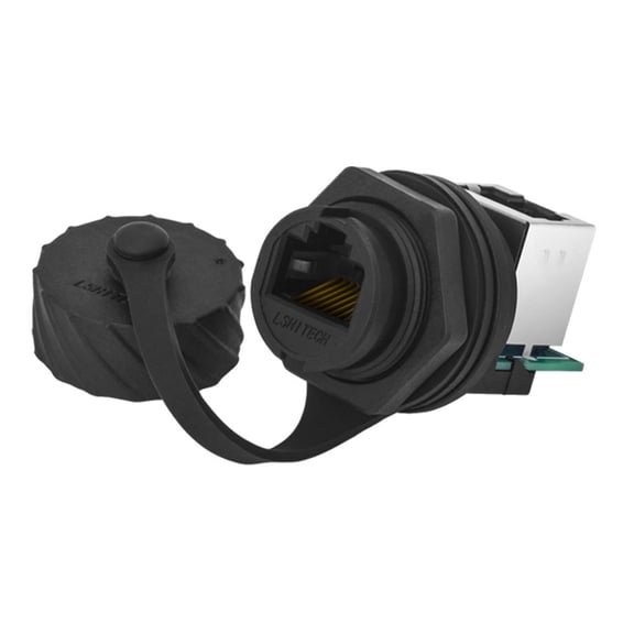 RJ45 Ethernet Connector Plastic Cat5e Male to Female Industrial Waterproof High Speed Sealed Plug Socket Panel Mount