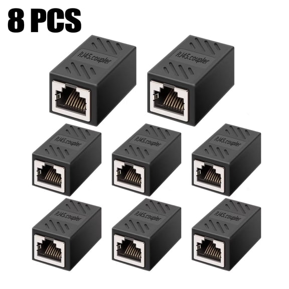 Sasio RJ45 Ethernet Coupler,RJ45 Coupler,Cat7/Cat6/Cat5e/Cat5 Ethernet Cable Extension Adapter,for Network Cabling,Female-to-Female (Pack of 8,Black)