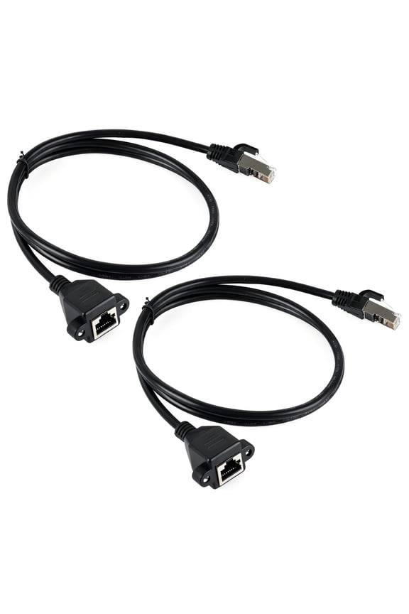 RJ45 Ethernet Extension Cable, Nickel-Plated Iron Shell Protection, Providing Effective Interference Shielding, Flexible PVC Jacket-2PCS