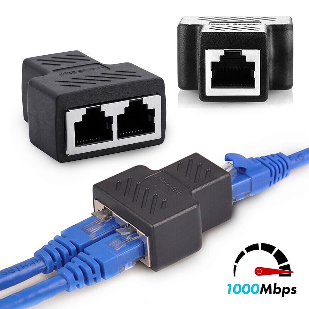 RJ45 Splitter Adapter, DISEN USB to RJ45 Port Dual Female 1 to 2 LAN Network