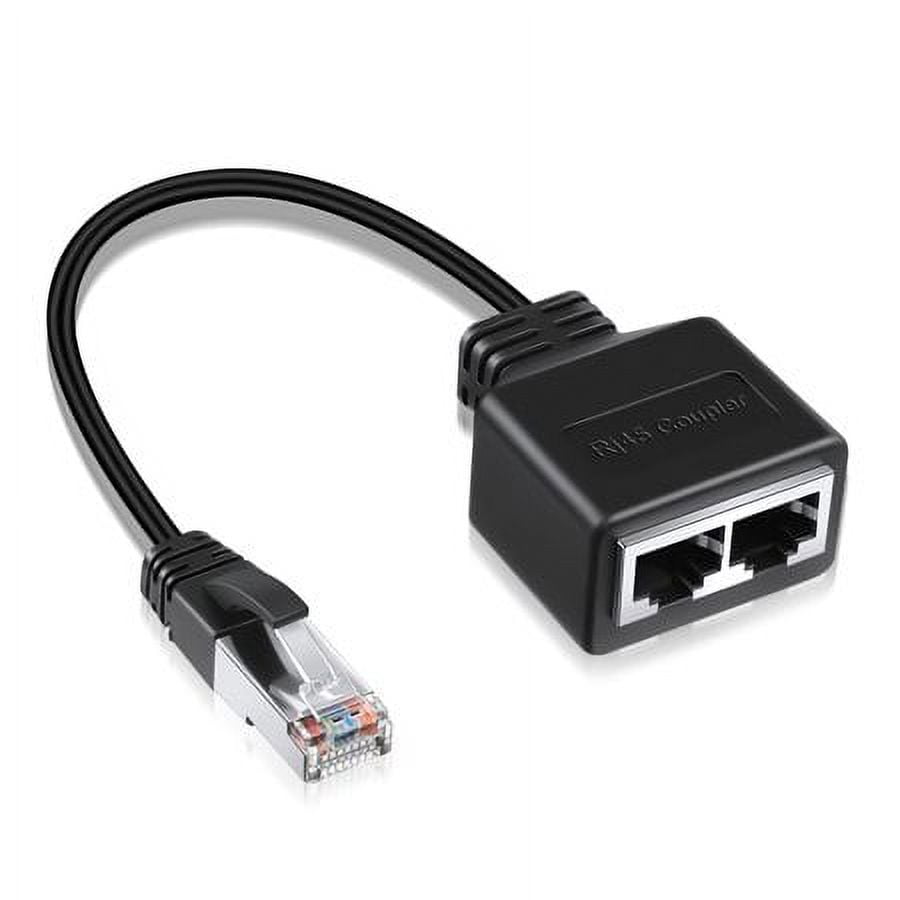 Ethernet Splitter Ethernet Cable Splitter Ethernet Splitter 1 to 2 for Cat5  Cat5e Cat6 Cat6e Cat7 Cable and Supports Connecting Two Devices to The  Network at The Same Time. (2 PCS) Black 