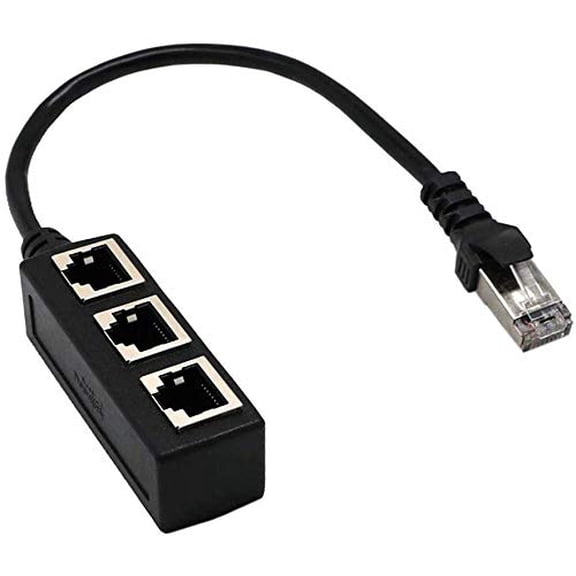 RJ45 Ethernet Splitter Cable,RJ45 1 Male to 3 x Female LAN Ethernet Splitter Adapter Cable Suitable Super Cat5,Cat5e,Cat6,Cat7 LAN Ethernet Socket Connector Adapter