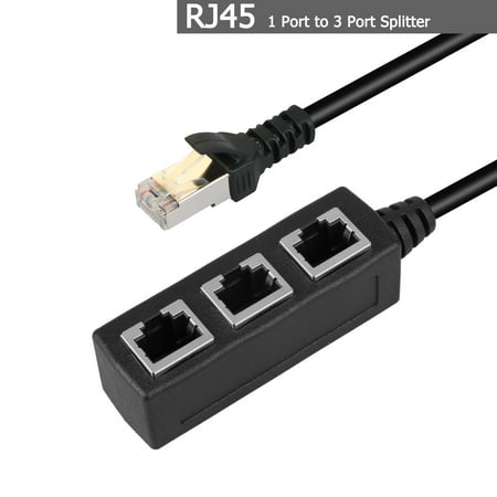 RJ45 Ethernet Splitter Cable, TSV RJ45 1 Male to 3 x Female LAN Ethernet Splitter Adapter Cable Suitable Super Cat5, Cat5e, Cat6, Cat7 LAN Ethernet Socket Connector Adapter