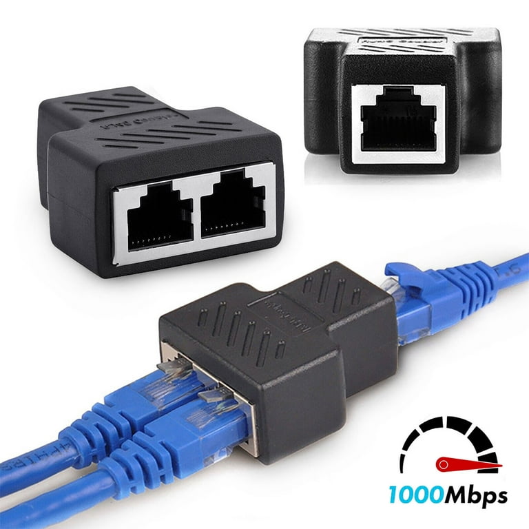 2 x Ethernet RJ45 3 Way Network Cable Splitter for Computer