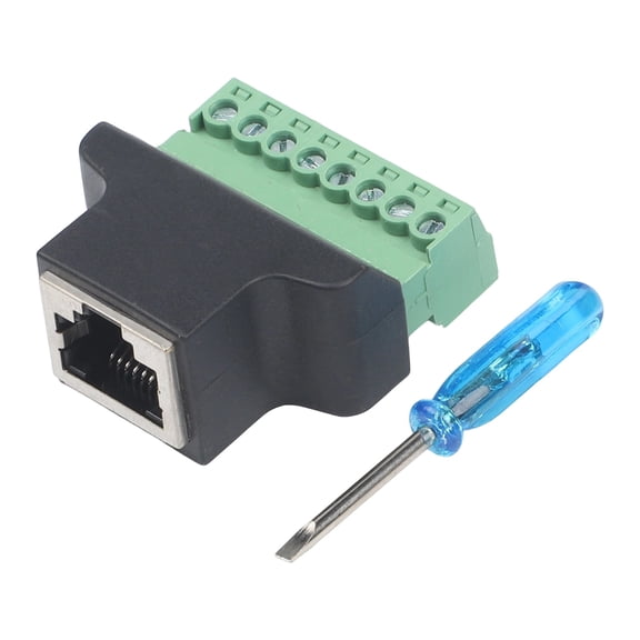 for RJ45 Female to Screw Terminal Block Adapter for Cat5e Cat6 Cat7 Cable, Green Network Connector with Metal Shielding and EIA/TIA 568B Wiring Standard(Male head)