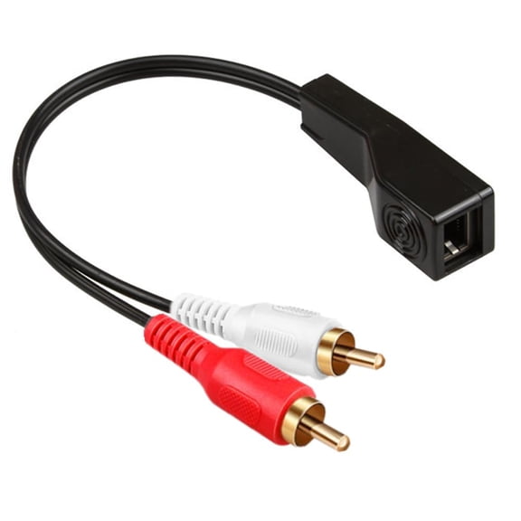 RJ45 Female to 2RCA Male Band Extender with Network Cable Extension, Over Cat5/6/7 Ethernet Cable, 0.3M/1FT