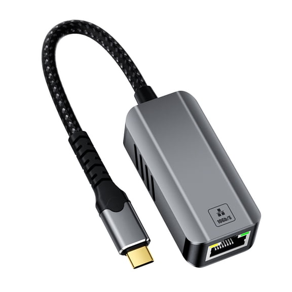 RJ45 Internet Adapter for USB C Setup DOONJIEY, 10Gbps Labeled Ethernet Dongle with Plug and Play Connection, Braided Cable, Link Lights