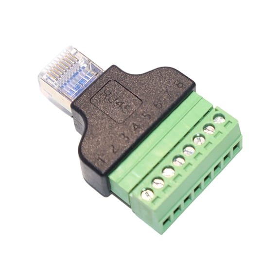RJ45 Male to 8Pin Terminals Block Adapters Shielded Solderless Ethernet Connectors for Cable Connection Home Networking