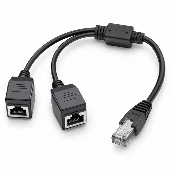RJ45 Network 1 to 2 Port Ethernet Adapter Splitter,RJ45 1 Male to 2 Female LAN Ethernet Splitter Adapter Cable Suitable Super Cat5,Cat5e,Cat6,Cat7 LAN Ethernet Socket Connector Adapter