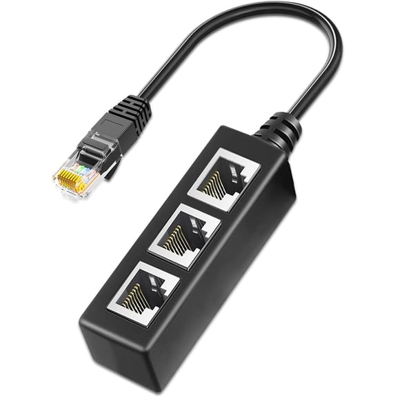 RJ45 Network 1 to 3 Port Ethernet Adapter Splitter, RJ45 1 Male to 2 Female LAN Ethernet Splitter Adapter Cable Suitable Super Cat5, Cat5e, Cat6, Cat7 LAN Ethernet Socket Connector Adapter