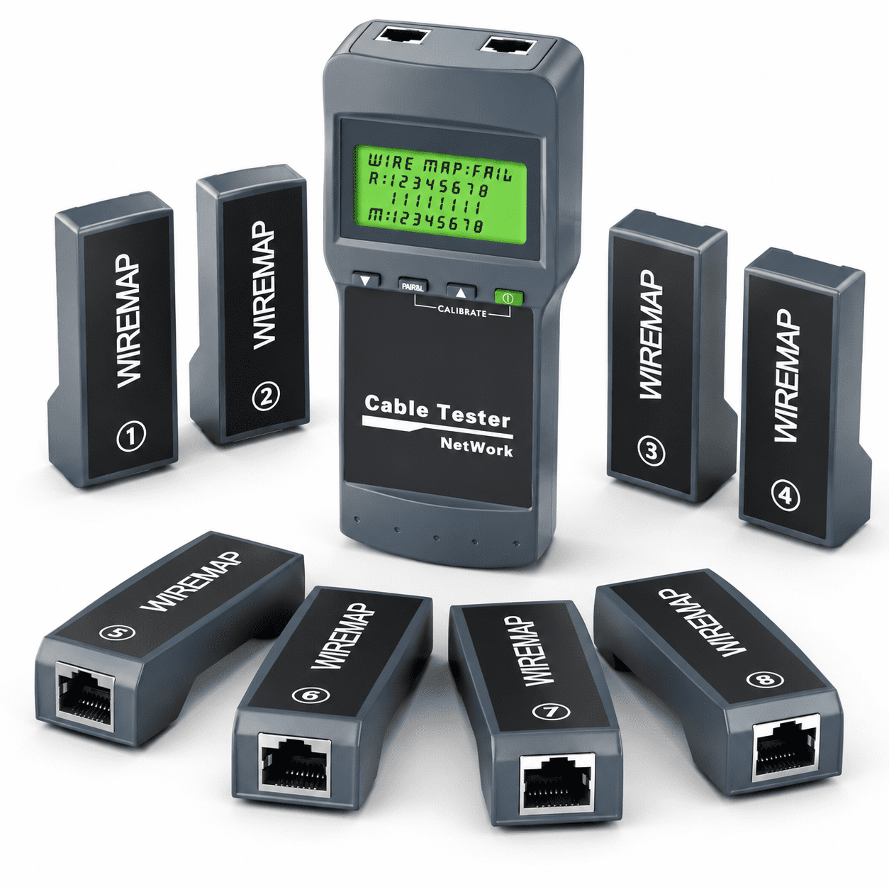 RJ45 Network Cable Tester Kit with 8 Remote Units for Cat5/Cat5e/Cat6 ...