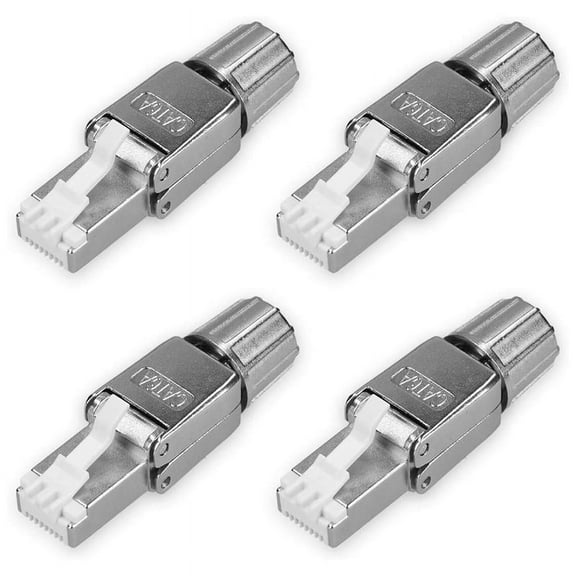 RJ45 Network Connector Pack - 4 Cat6A RJ-45 Network -Shielded 6A Ethernet Cable Strain Relief Plugs