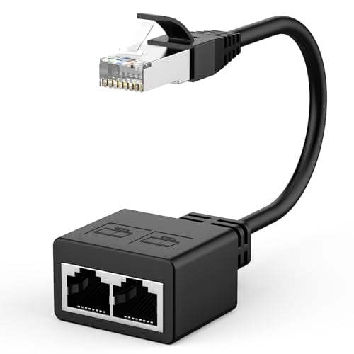 RJ45 Network Ethernet Adapter Splitter,E thernet S plitter 1 Male to 2 Female LAN Ethernet Splitter Adapter Suitable Super Cat5,Cat5e,Cat6,Cat7,Cat 8