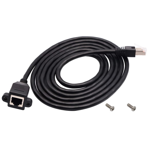 RJ45 Network Ethernet Cable Female to Male Cat 6 Shielded Ethernet Network Connector Screw Panel Mount Extension Cable for Router, Modem (2M/6ft)