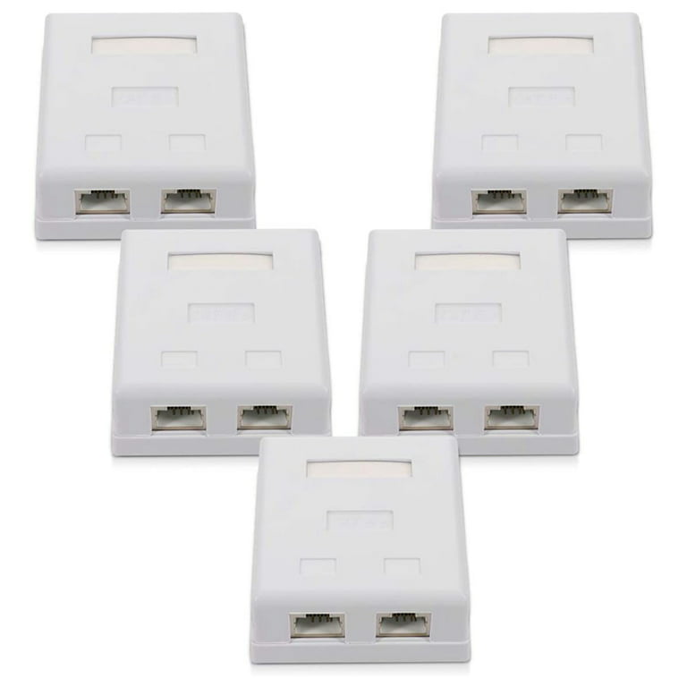 RJ45 Network Socket - Shielded Surface Mounted Double Wall Socket with  CAT6A Ethernet LAN Cable Port for Network Cable