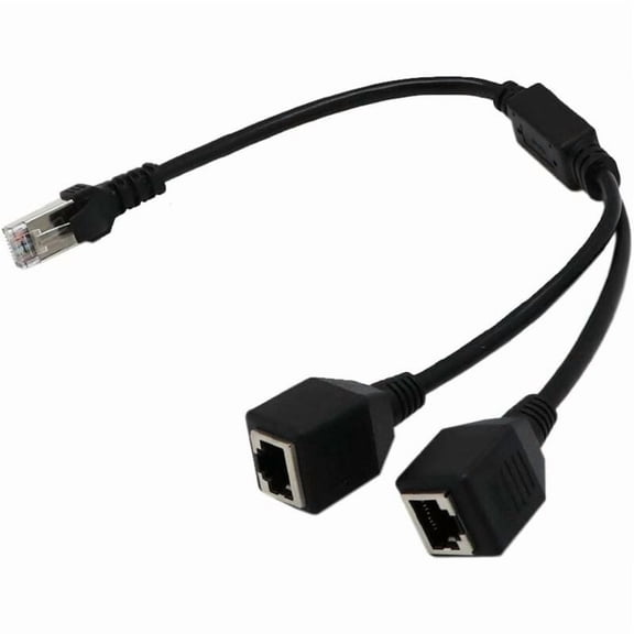 RJ45 Network Splitter Adapter Cable 1 Male to 2 Female Socket Ports LAN Ethernet Cable Network Splitter Adapter