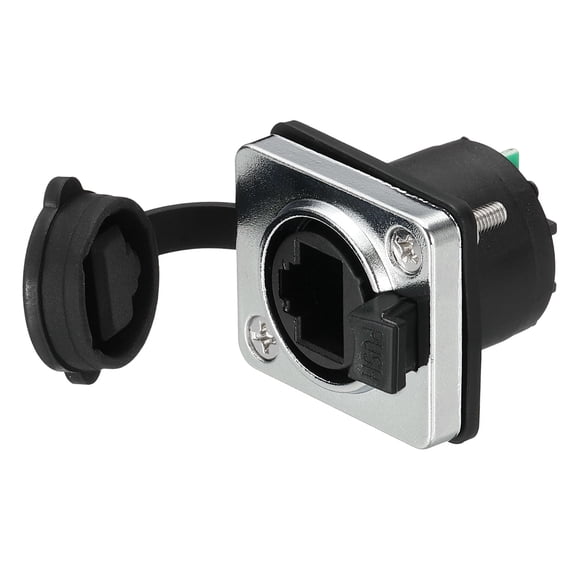 RJ45 with PCB Board Panel Mount Coupler, Female Ethernet LAN Cable Connector Pass Through Connector Shielded Panel Mount Bulkhead Extension Adapter with Dust Cover, Silver