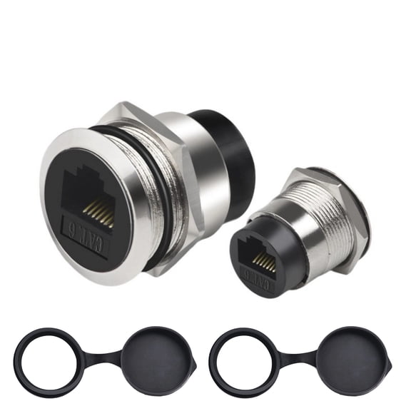 RJ45 Panel Mount Connector Cat6 Ethernet Pass Through Cable Coupler Female to Female Extension Adapter Waterproof