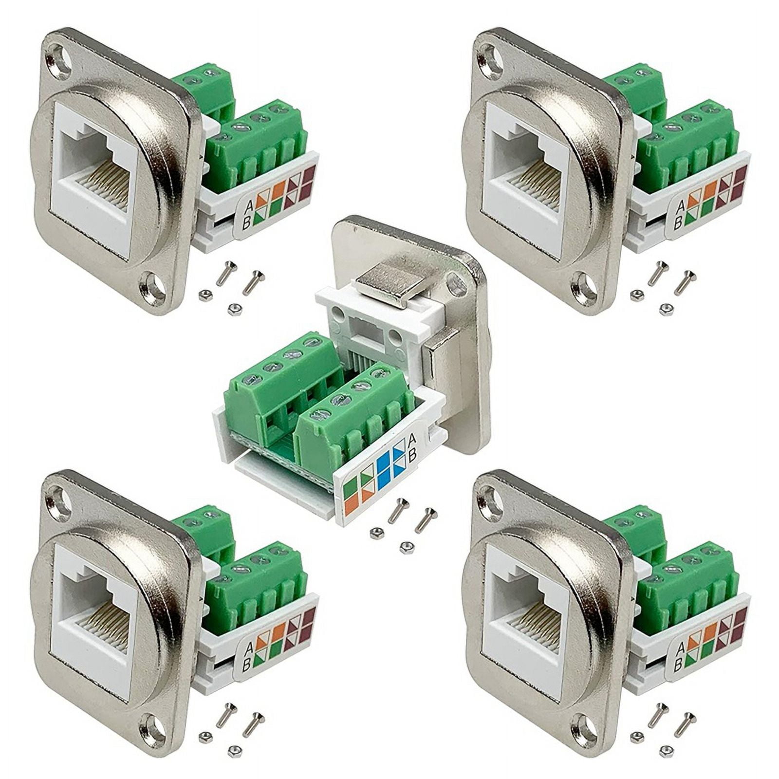 RJ45 Panel Mount Screw Terminal Adapter, RJ45/8P8C Panel Mount