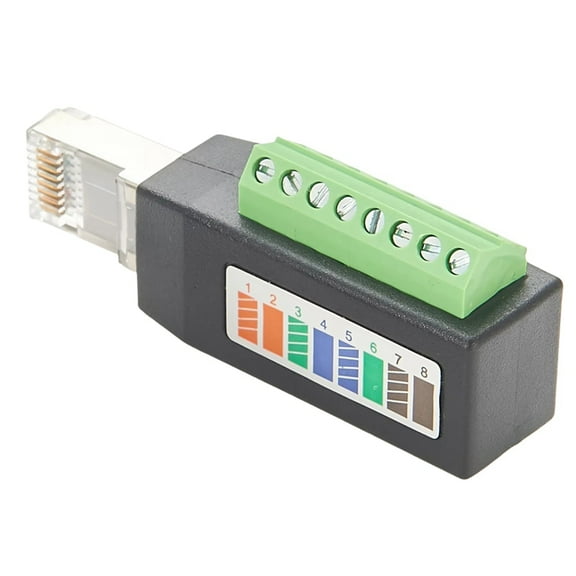 RJ45 Screw Terminal Connector RJ45 Solderless Male Plug to 8-Pin Terminal Block Adapter for Ethernet Cat5 /6/7 AV