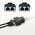 thumbnail image 1 of RJ45 Splitter Adapter 1 to 2 Ways Dual Female Port CAT5/6/7 LAN Ethernet Cable, 1 of 7