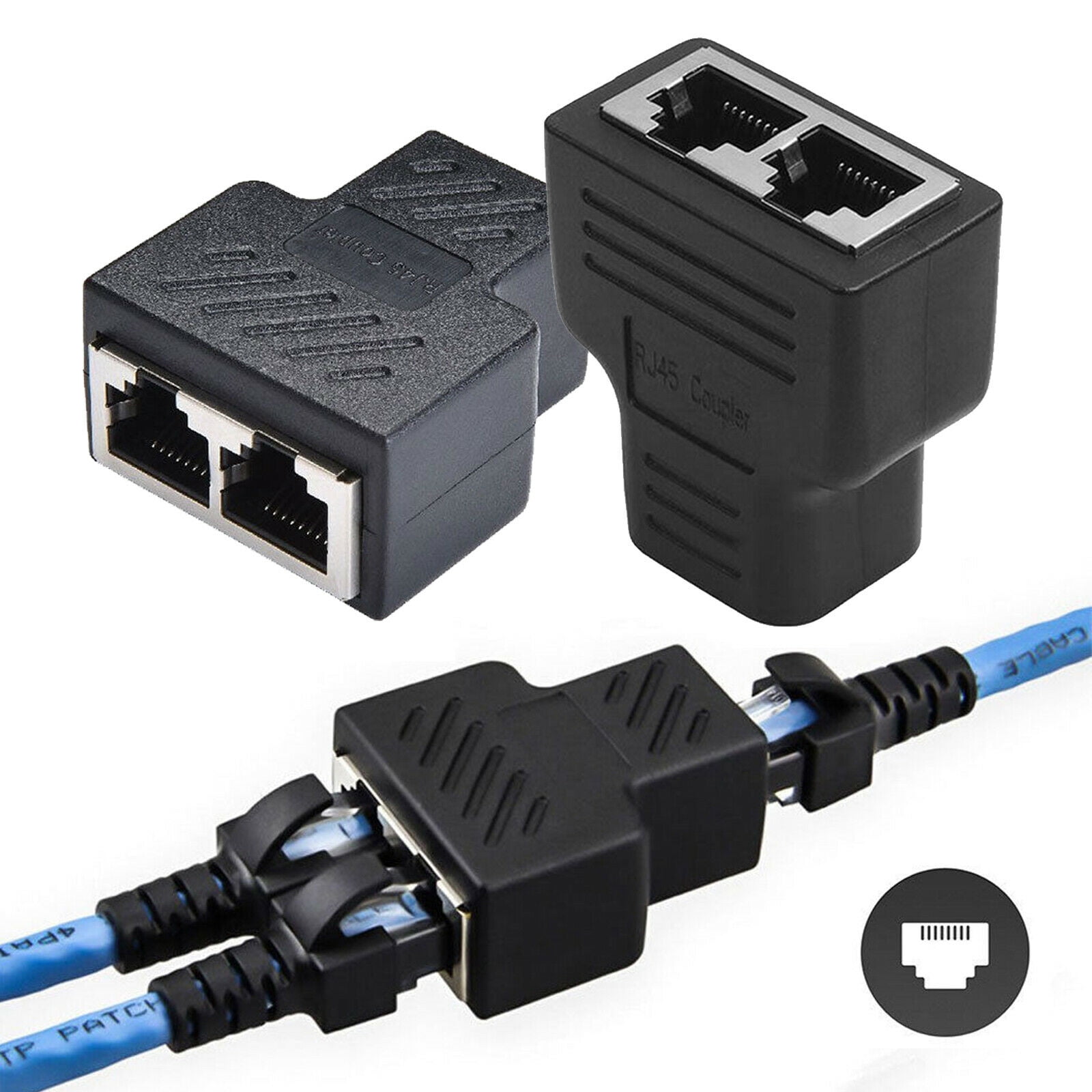  ANRANK RJ45 Splitter Adapter 1 to 2 Dual Female Port  CAT7/6/5e/5 LAN Ethernet Converter (Black) : Electronics