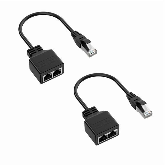 RJ45 Splitter Adapter LAN Ethernet Extender 1 Male to 2 Female Cable for Cat5 Cat5e Cat6 Cat7 (Pack of 2)