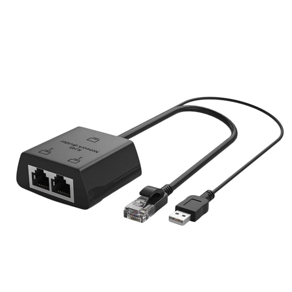 RJ45 Splitter Connector Adapter 1 to 2 Ways Ethernet Splitter Cable Plug Play Ethernet Extender Converter for Laptop