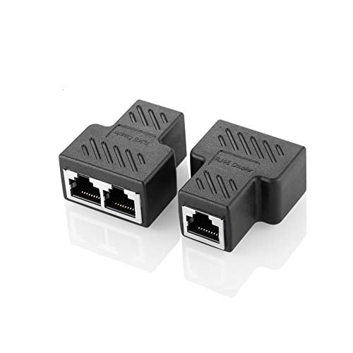 RJ45 Splitter Connectors Adapter 1 to 2 Ethernet Coupler Double Socket HUB Interface Contact Modular Plug Connect Network LAN Internet Cat5 Cat62 Pack (Can't Run Both at The Same TIME)