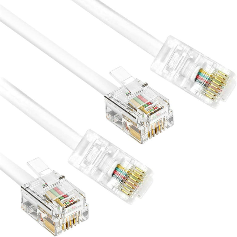 RJ45 to RJ11 Cable, 2-Pack 6 Feet Phone Jack to Ethernet Adapter RJ11 6P4C  Male to RJ45 8P8C Male Connector Plug Cord